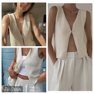 LAUDE THE LABEL Cream Ivory Ida Sweater Knit Vest Top